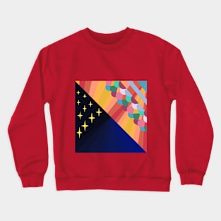 Art Deco Day and Night scene with sunrays and stars Crewneck Sweatshirt